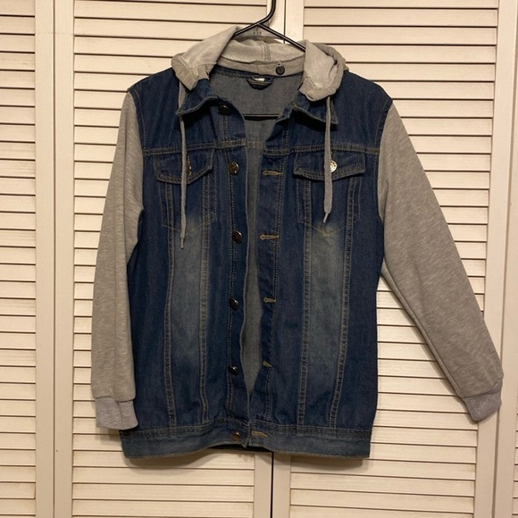 Jean Jacket Other - Jean Jacket Hoodie Size L